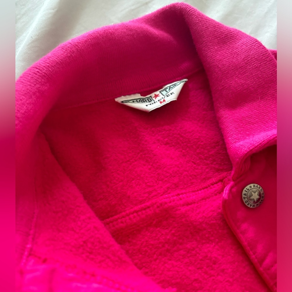 Hard Tail Forever Cropped Button Front Bright Pin… - image 6